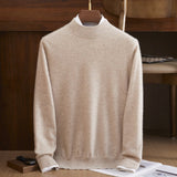 Mens Mock Neck Pure Cashmere Sweater Warm Long Sleeve Sweatershirt