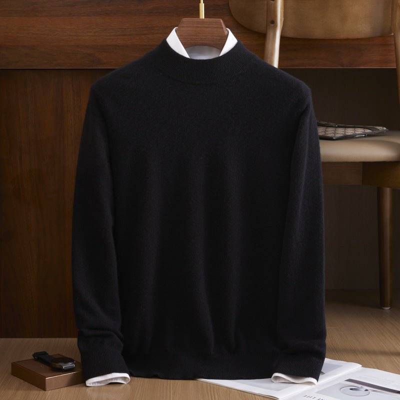 Mens Mock Neck Pure Cashmere Sweater Warm Long Sleeve Sweatershirt