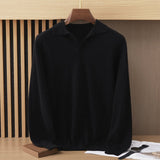 Mens Polo Collar Cashmere Sweater Collared Cashmere Knit Pullover