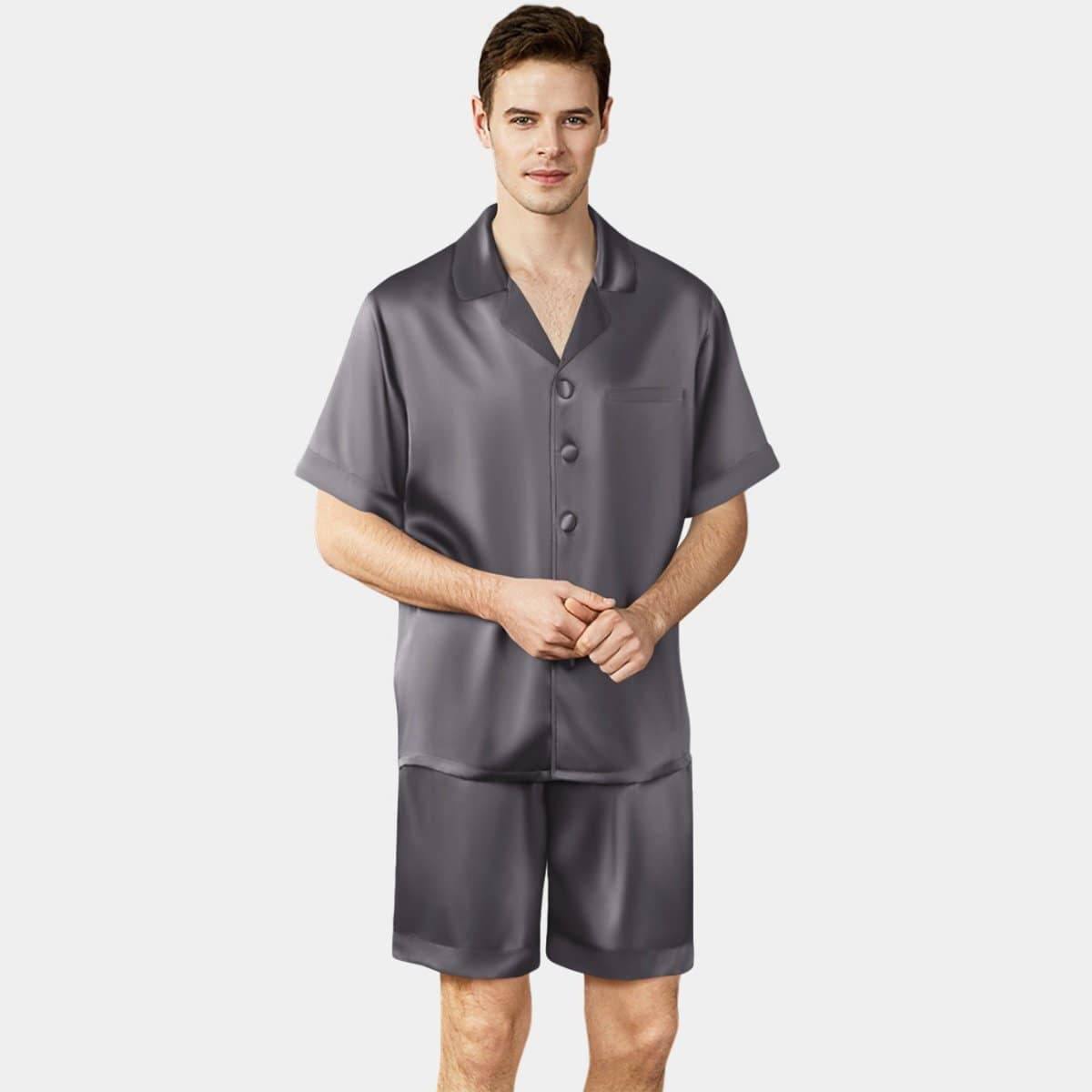 Men's Short Silk Pajama Set Real Pure Silk Pajamas