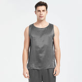 Mens Silk Tank Top Set Sleeveless Short Silk Pajamas Set