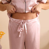 Classic Silk Pajamas Short Sleeve Long Pants Silk Pjs