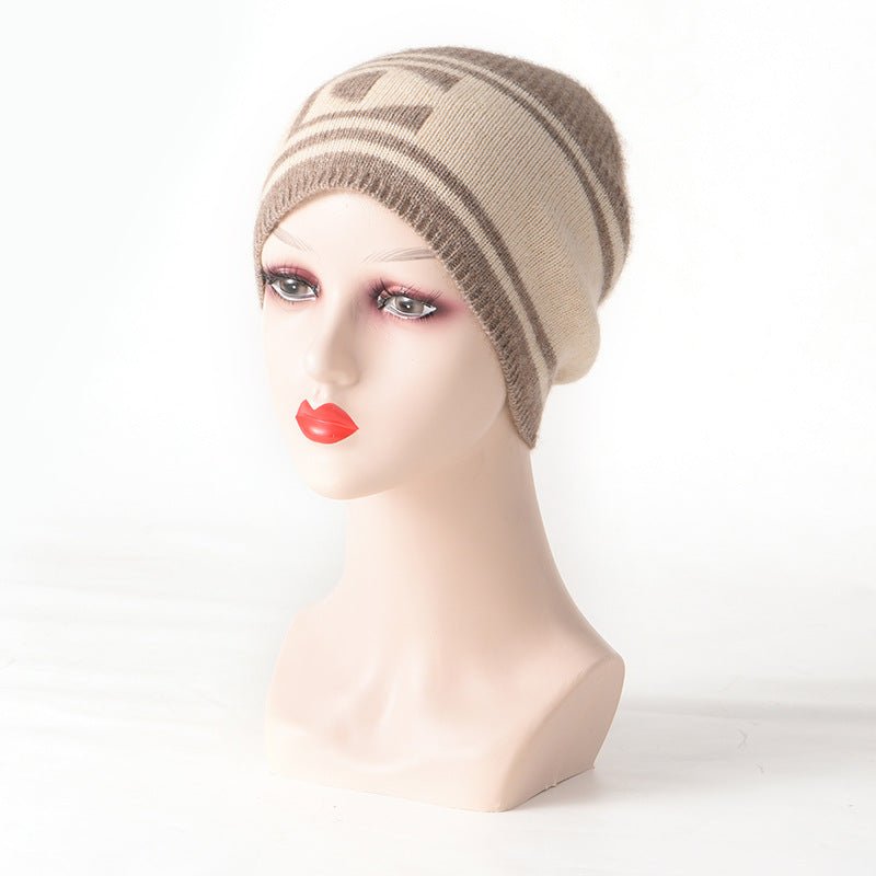 Pure Cashmere Beanie Ribbed Knit Cashmere Hat Lightweight Winter Cap