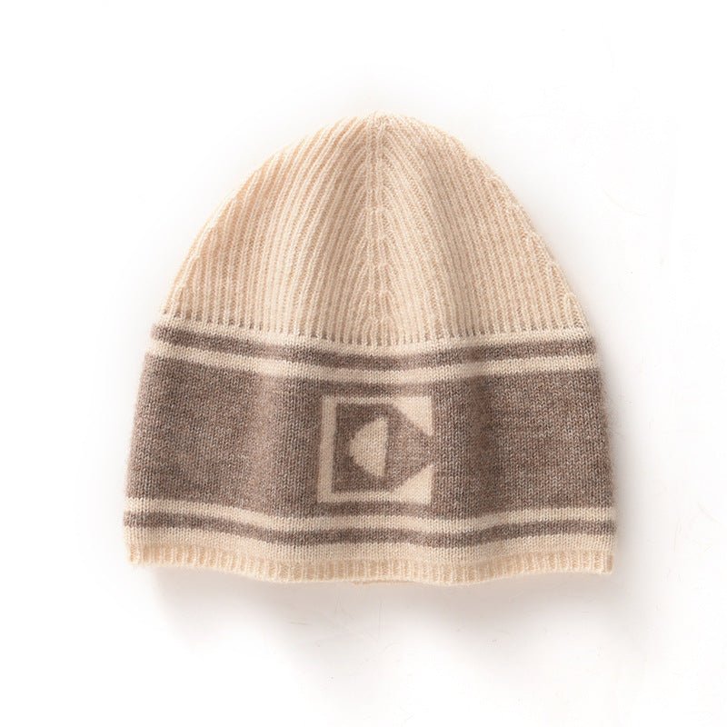 Pure Cashmere Beanie Ribbed Knit Cashmere Hat Lightweight Winter Cap