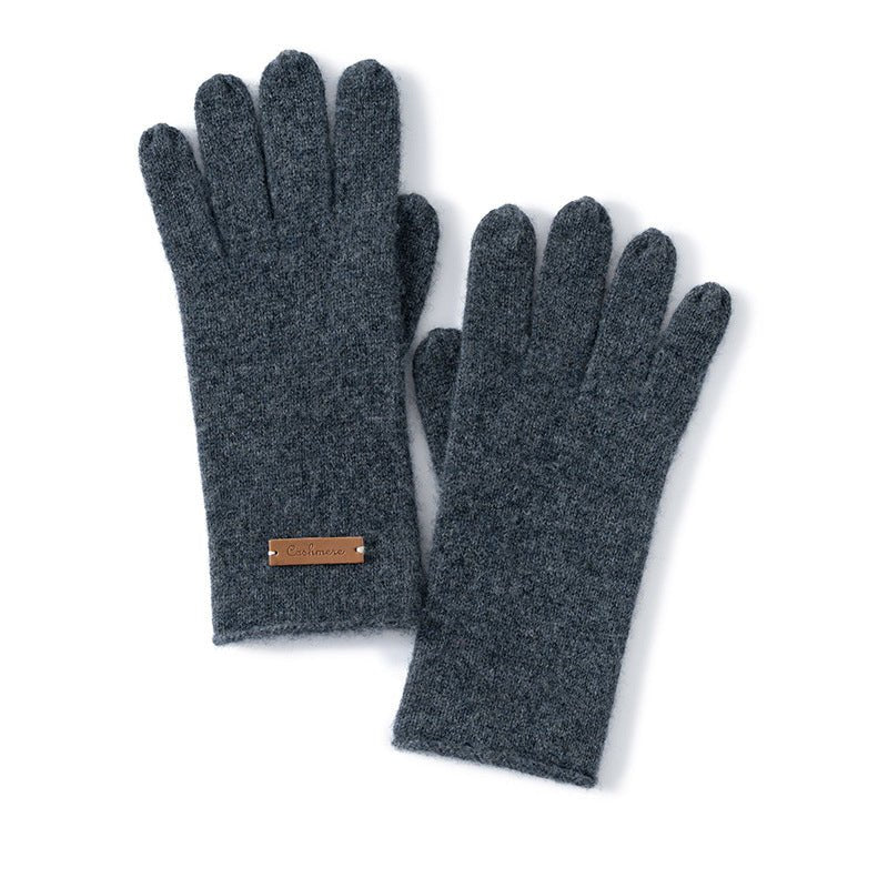 Pure Cashmere Knit Gloves Curl Edge Refined Cashmere Warm Gloves