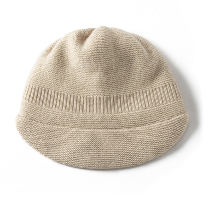 Pure Cashmere Knit Visor Cap Cashmere Beanie with Brim Cashmere Knit Hat