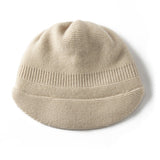 Pure Cashmere Knit Visor Cap Cashmere Beanie with Brim Cashmere Knit Hat