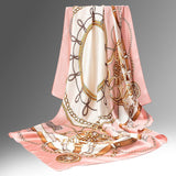 Pure Long Silk Scarf For Women Floral Print Square Silk Scarves