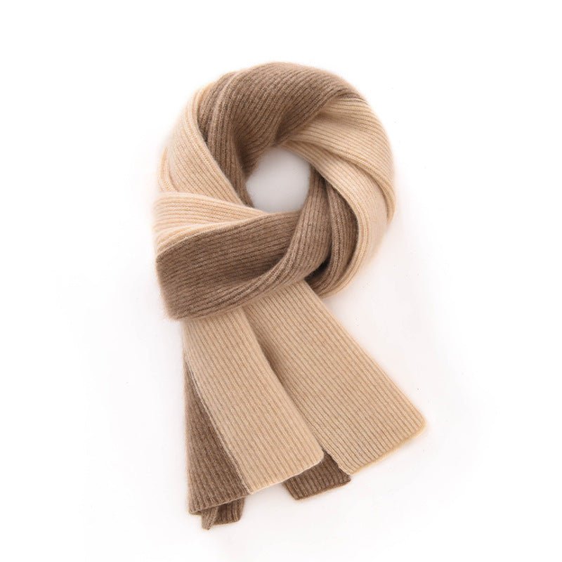 Rib Knit Cashmere Scarf Colorblock Cashmere Wrap for Men and Women
