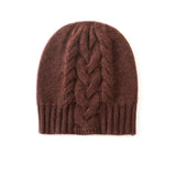 Ribbed Edge Cashmere Hat Braid Pattern Cashmere Beanie for Women