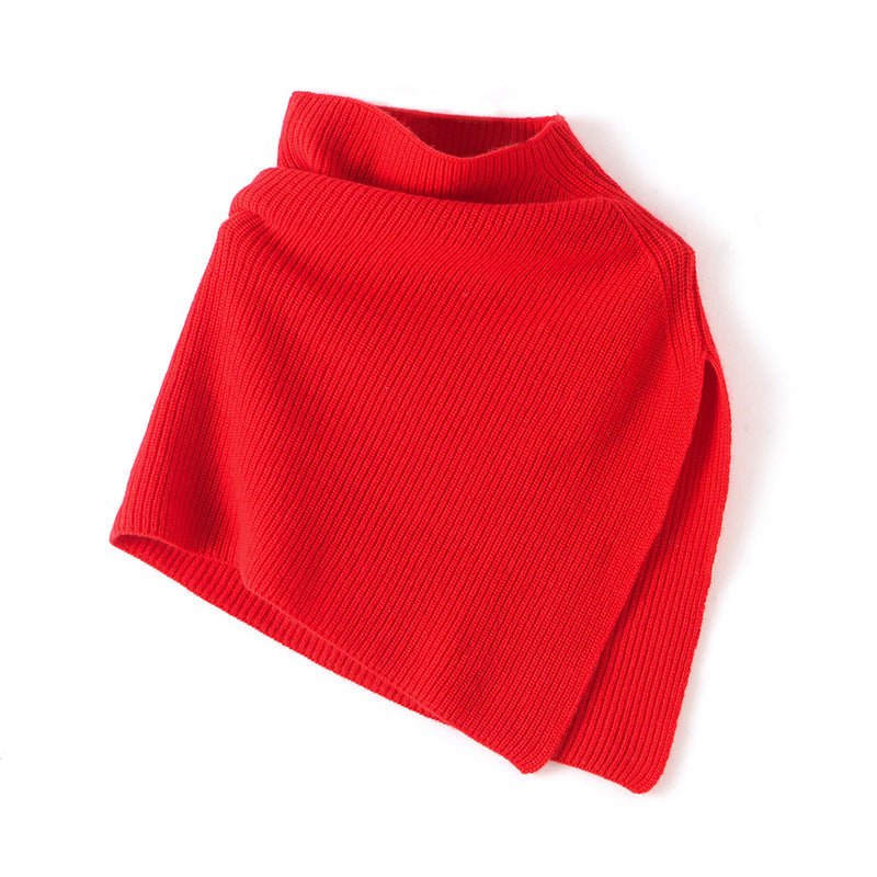 Ribbed Mock Neck Pure Cashmere Cloak Waistcoat Cashmere Scarf