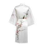 Short Silk Kimono Robe Cherry Blossom Silk Dressing Gown