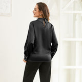 Silk Blouses For Women 100% Stand Collar Office Silk Shirts