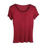 Silk Short Sleeve Women's T-shirt Silk Knitted Bottoming Shirt Top Claret S