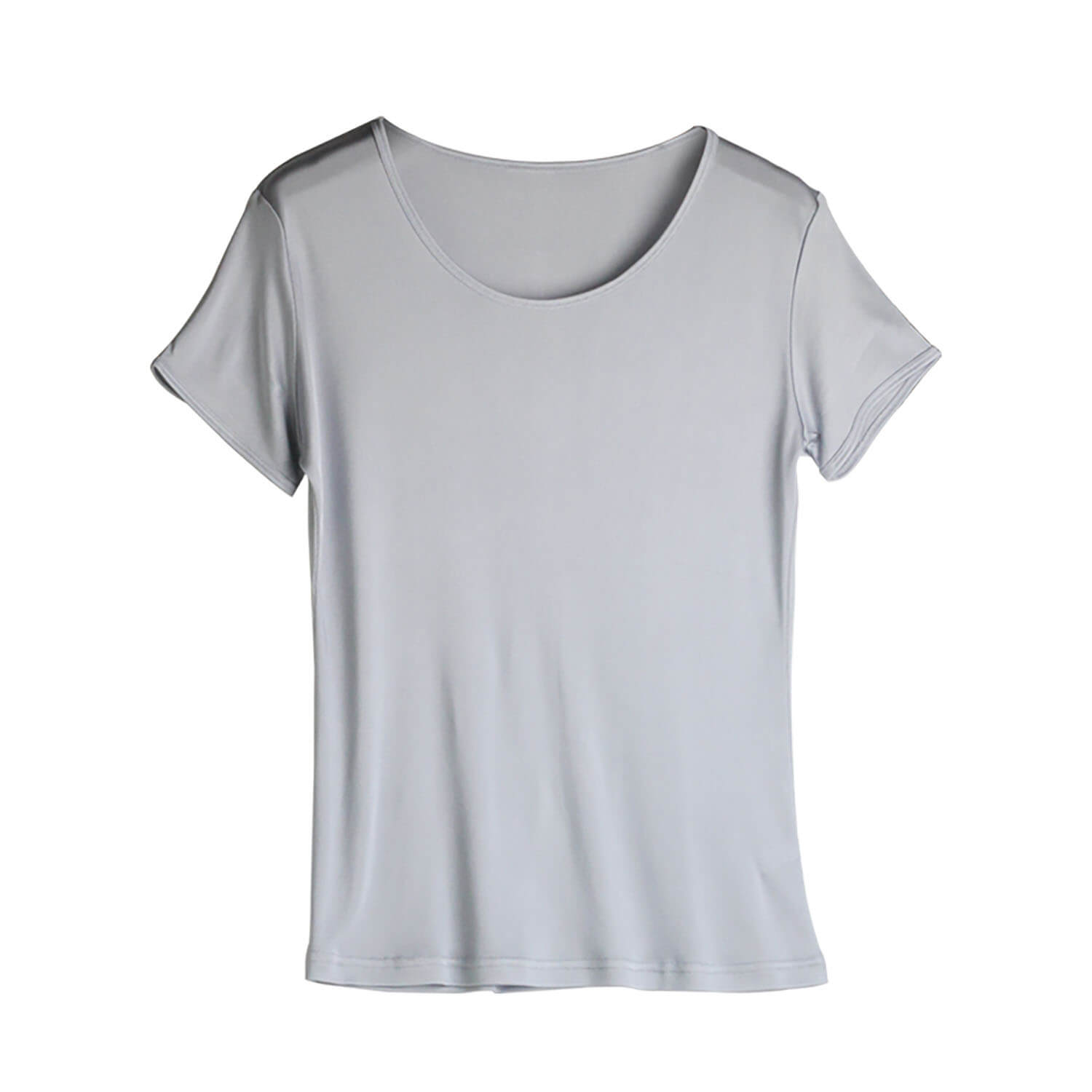 Silk Short Sleeve Women's T-shirt Silk Knitted Bottoming Shirt Top Blue S
