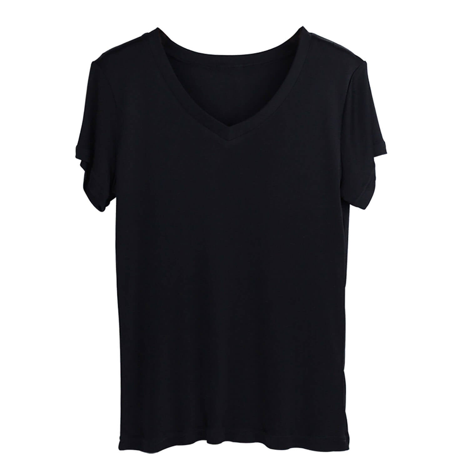 Silk V - neck Silk T-shirt Women's Silk Knitted Top Black XS