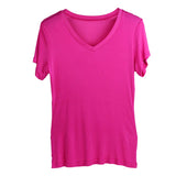 Silk V - neck Silk T-shirt Women's Silk Knitted Top Pink XS