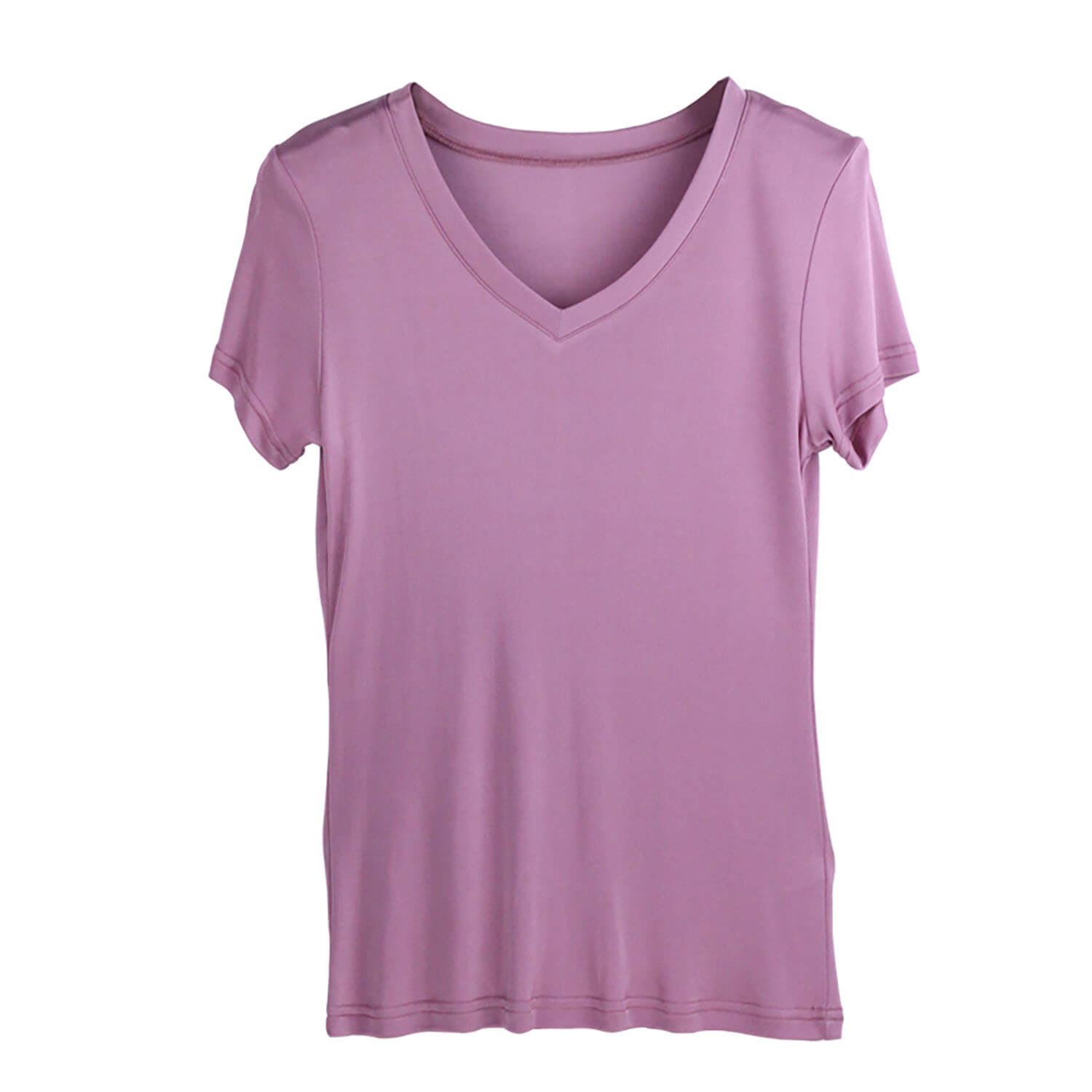 Silk V - neck Silk T-shirt Women's Silk Knitted Top Rosy pink XS