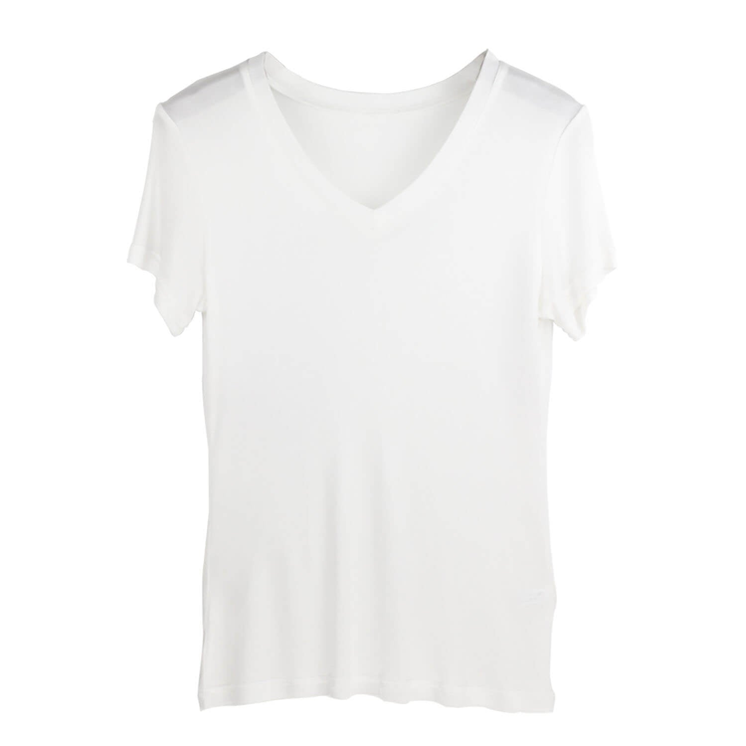 Silk V - neck Silk T-shirt Women's Silk Knitted Top White XS