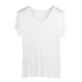 Silk V - neck Silk T-shirt Women's Silk Knitted Top White XS