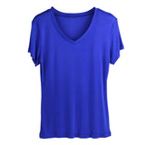 Silk V - neck Silk T-shirt Women's Silk Knitted Top Light blue XS
