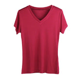 Silk V - neck Silk T-shirt Women's Silk Knitted Top Pink XS
