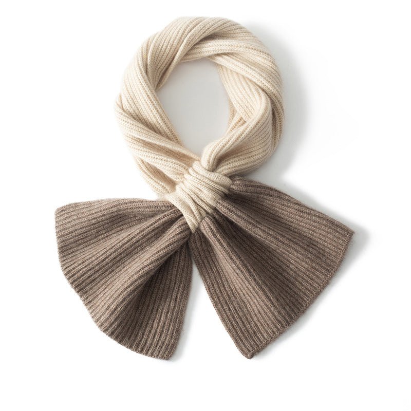 Soft Bow Knot Cashmere Scarf Ribbed Cashmere Neck Wrap Cashmere Tie Scarf