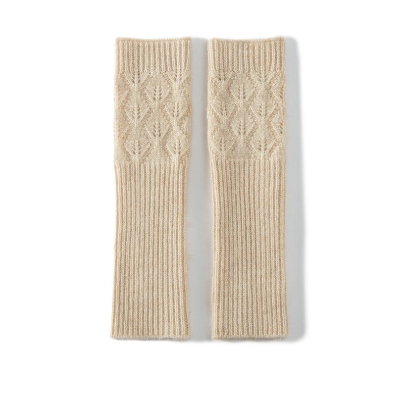 Soft Cable Fingers Free Fingerless Cashmere Knit Gloves Cashmere Wrist Protection