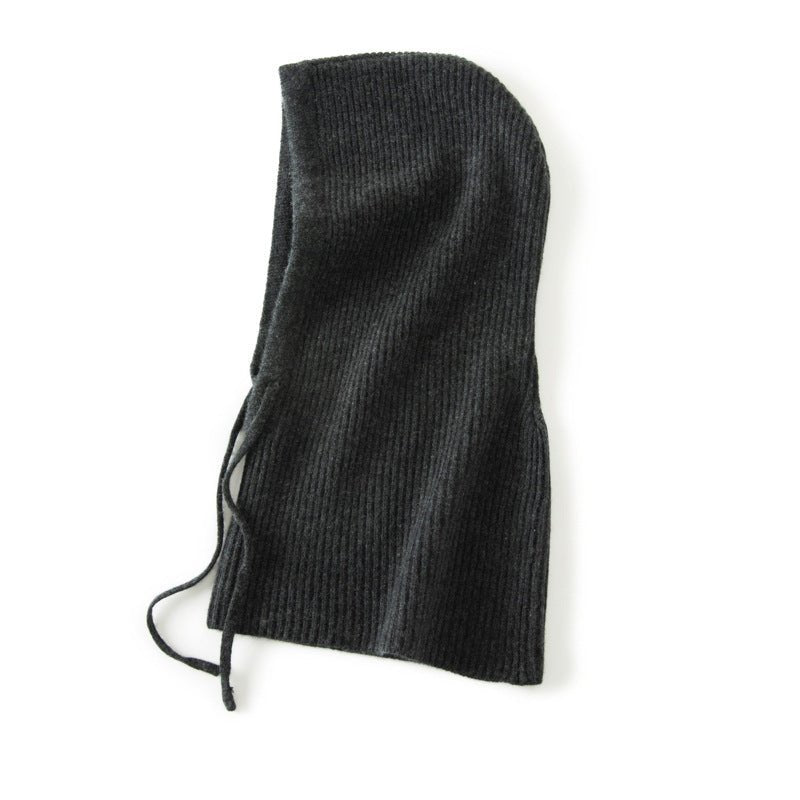 Solid Cashmere Balaclava Cashmere Knitted Hood Hat for Women and Men Two uses