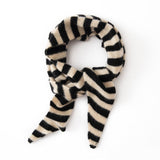 Striped Cashmere Triangle Scarf Pure Cashmere Knit Scarf Neck Scarf