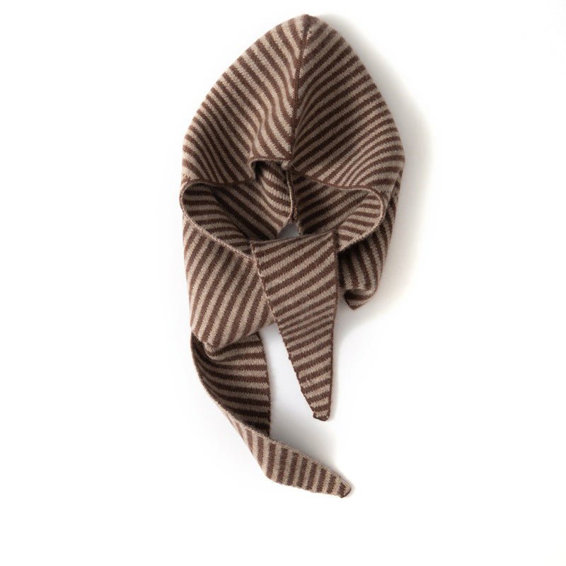 Striped Pure Cashmere Neck Scarf Cashmere Hoodie Wrap for Men and Women