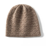 Textured Cashmere Hat for Women Scallop Pattern Cashmere Beanie