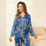 Tiger Silk Pajama Set Printed 100% Silk Pajamas For Women