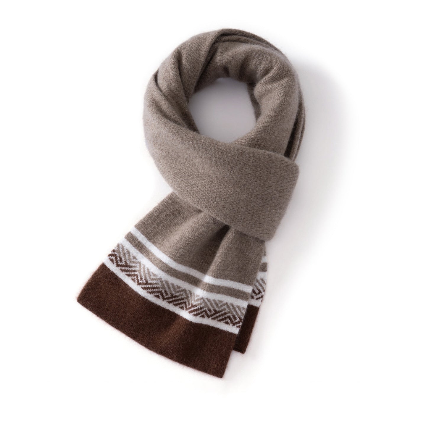 Unisex Cashmere Scarf with Contrast Woven Soft Knitted Cashmere Wrap