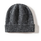 Unisex Checkered Cashmere Beanie Ribbed Brim Cashmere Knit Hat