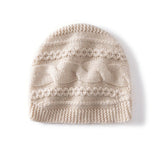 Warm Cashmere Knit Hat Cable Cloche Cashmere Beanie Rib Edge