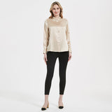 Women Band Collar Silk Blouse For Women 100% Pure Silk Blouse with Pocket