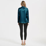 Women Band Collar Silk Blouse For Women 100% Pure Silk Blouse with Pocket