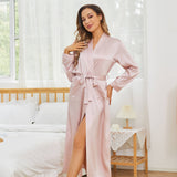 Women Long Silk Robes 100% Mulberry Pure Silk Bathrobe