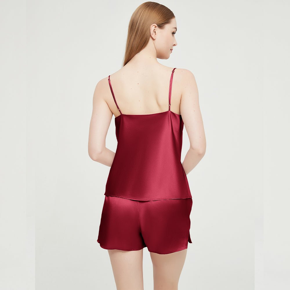 Women Silk Cami Set 100% Cowl Neck Silk Camisole Set