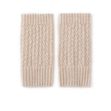 Womens 100% Cashmere Fingerless Gloves Diamond Knit Cashmere Hand Warmers