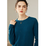 Womens Cashmere Pointelle Yoke Sweater Hollow - out Crewneck Sweater