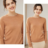 Womens Cashmere Pointelle Yoke Sweater Hollow - out Crewneck Sweater