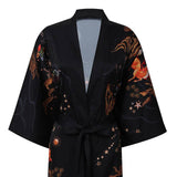 Women's Deer Prints Silk Kimono Robes Stars Silk Bathrobe