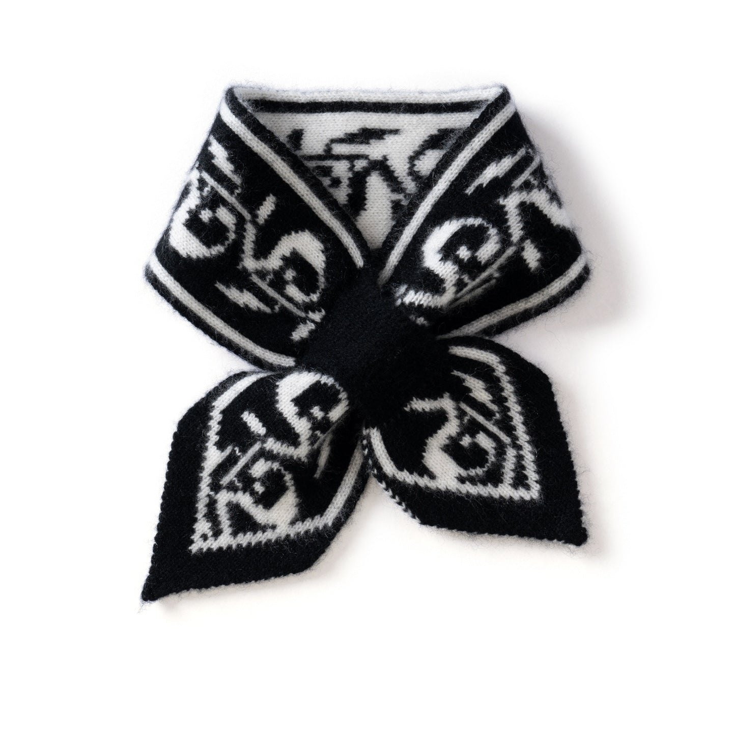 Womens Bow Knot Cashmere Scarf Soft Knit Small Cashmere Neck Wrap