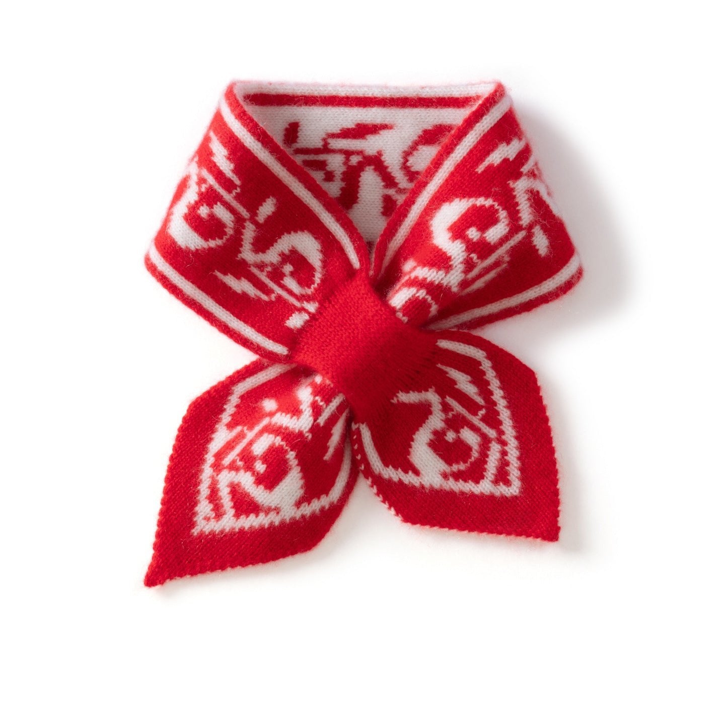 Womens Bow Knot Cashmere Scarf Soft Knit Small Cashmere Neck Wrap