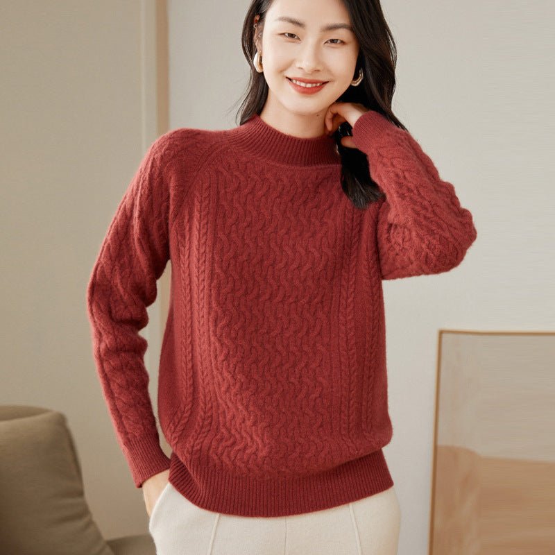 Womens Cable - Knit Cashmere Sweater Half Turtleneck Sweaters Jumpers