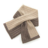 Womens Cashmere Block Scarf Cable Knit Two - Tone Winter Cashmere Wrap