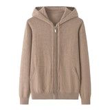 Womens Zip - Up Cashmere Hoodie With Kangaroo Pockets Cashmere Cardigans