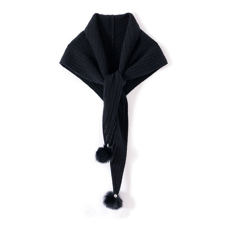 Womens Cashmere Scarf with Pom Cashmere Neck Scarf Plush Pom Ends